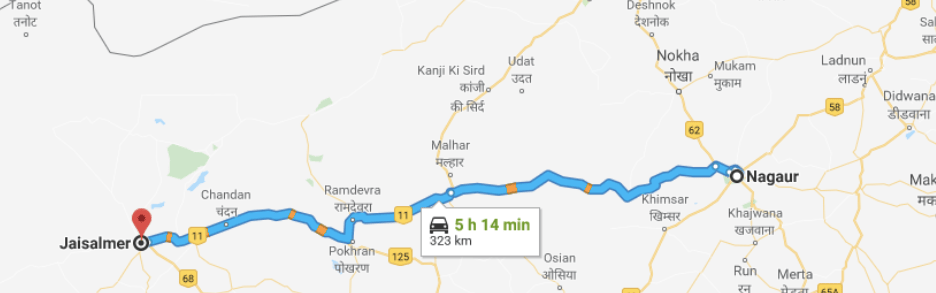 Route: Jaisalmer to Nagaur